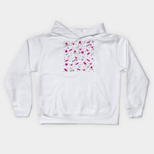 Hearts and kisses doodle pattern Kids Hoodie